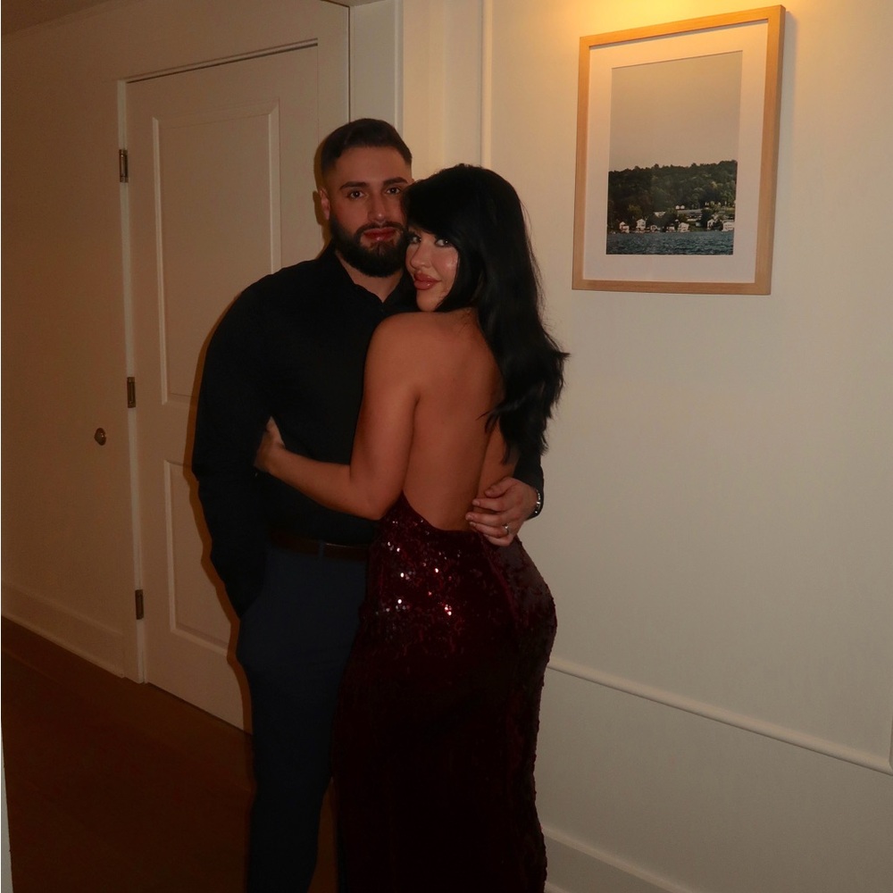 Elegant Burgundy Sequin Gown